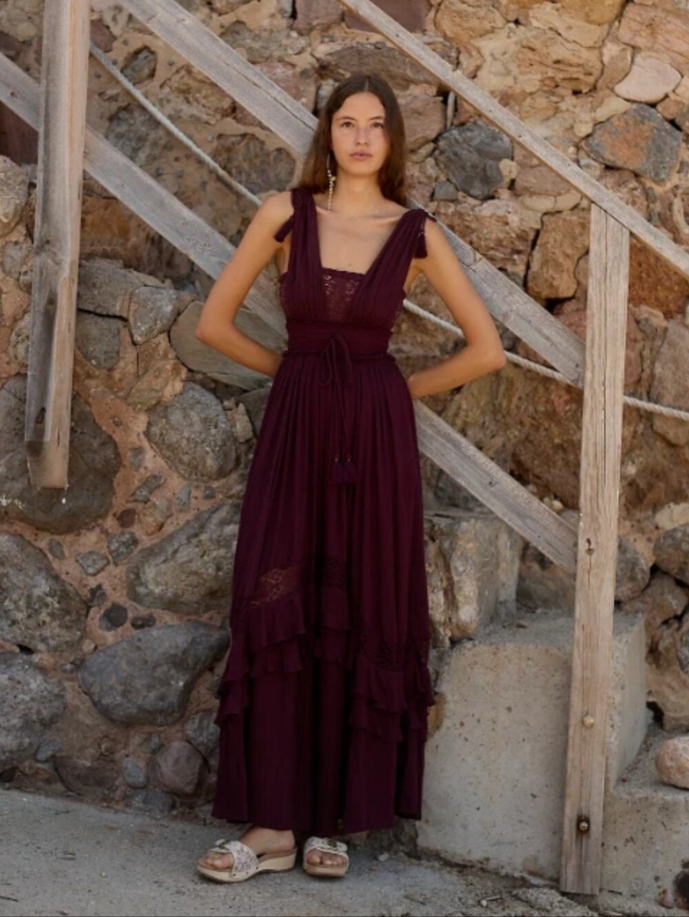 Free People Santa Maria Maxi Dark Aged Red